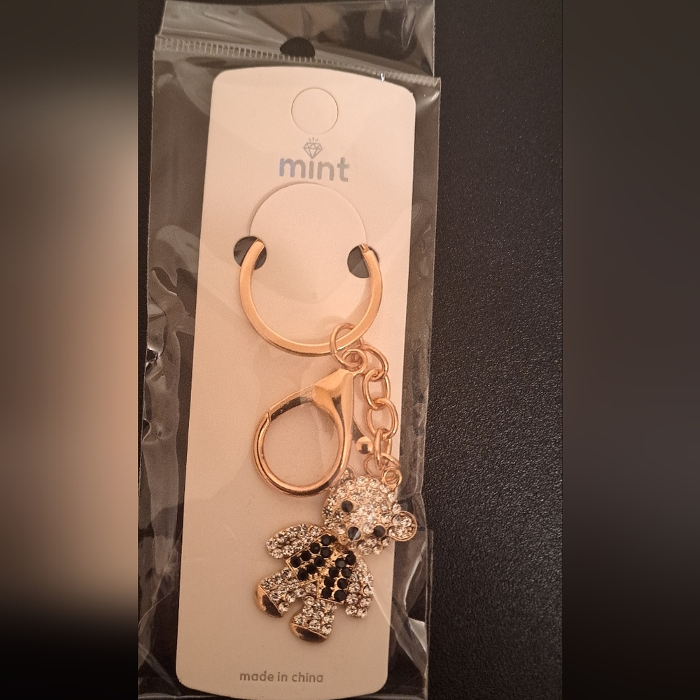 Mint Gold and Black Sparkle Key Holder
